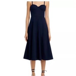 AQUA Bustier Midi Dress Navy Sz S